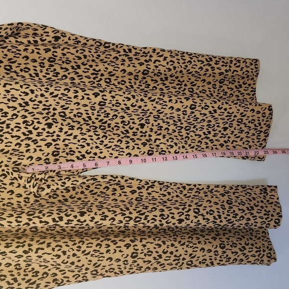 LEITH Nordstrom Animal Print Wide Leg Tie Front Crop High Rise Waist Pants 3X - Picture 10 of 15